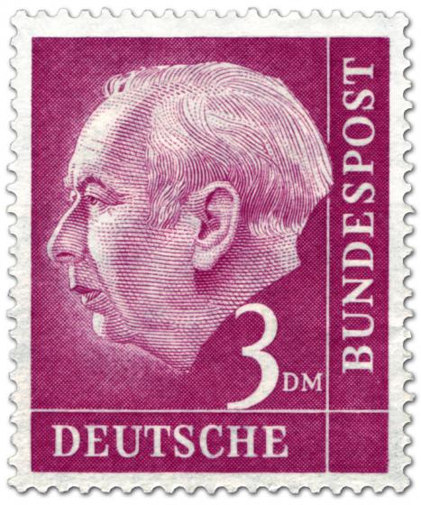 Briefmarke: Bundespräsident Theodor Heuss 3 Dm