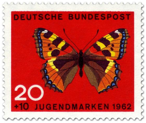 Briefmarke: Schmetterling Kleiner Fuchs (Aglais Urticae)