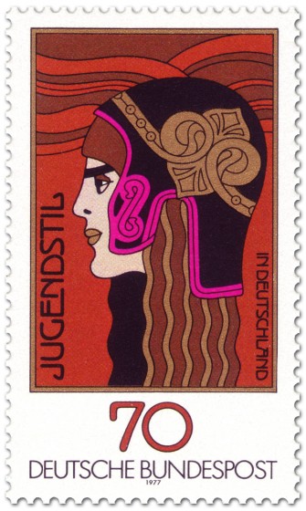 Briefmarke: Jugendstil Frauenkopf (die Athene)