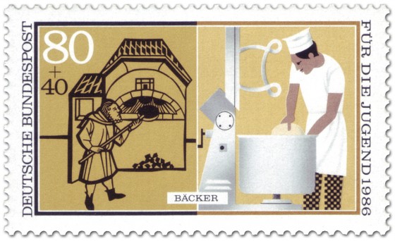 Briefmarke: Bäcker Brot Backen