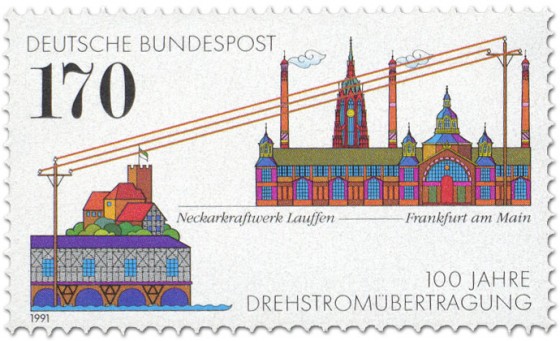 Briefmarke: 100 Jahre Energieübertragung durch Drehstrom